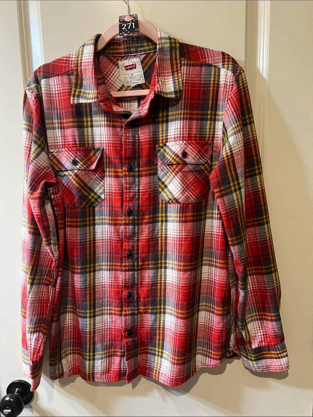 Levi's Red, Yellow & White Plaid Button-Down Shirt